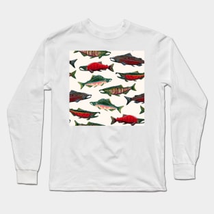 Pacific Salmon Pattern Long Sleeve T-Shirt